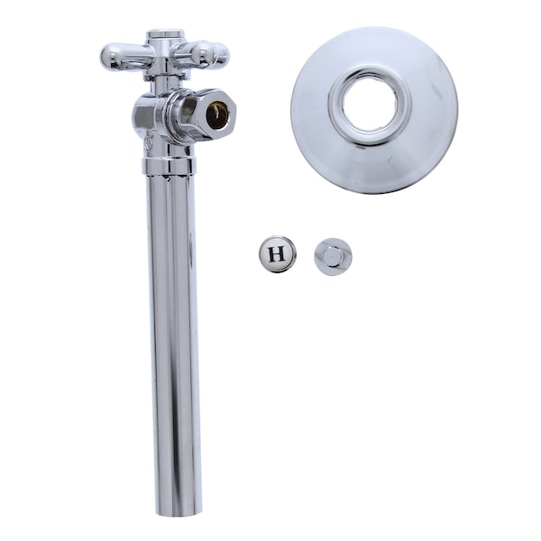 3/8in OD Comp x 1/2in SWT Quarter-Turn Angle Supply Stop Valve, Cross Handle